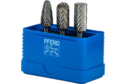 Set de fresas de metal duro 28038, dentado 4, 3 piezas Ø 12,7 mm, mango Ø 6,35 mm, semifino universal 1