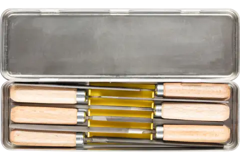 Juegos de limas para llaves con mango de madera 6 uds. 100 mm corte 2 para trabajos de limado de filigrana (265 K) 1