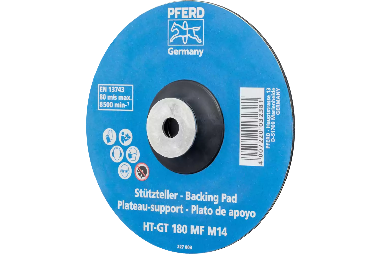 Fiber Disc Backing Pad, Temperature Resistant, Hard, 7" Dia, 5/8-11 Nut 1