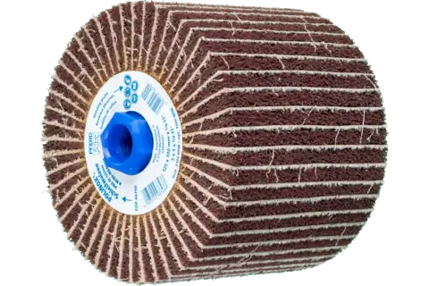 Rouleau abrasif en non-tissé POLINOX PNZ Ø 125x100 mm, filetage 5/8-11, A180 pour ponçage fin et finition 1