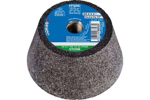 Cup Wheel, 4" x 3-1/2 x 5/8-11, SG STONE, T11, Silicon Carbide (SiC) 1