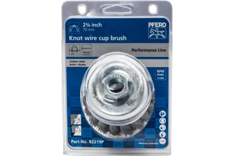 Knot Wire Cup Brush PSF 2-3/4" Dia. .014 Carbon Steel 5/8-11" Thread Retail 2