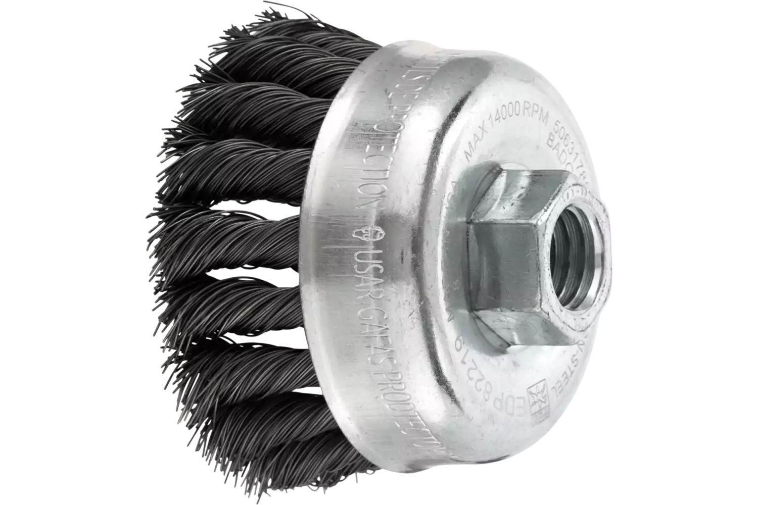 Knot Wire Cup Brush PSF 2-3/4" Dia. .014 Carbon Steel 5/8-11" Thread Retail 2