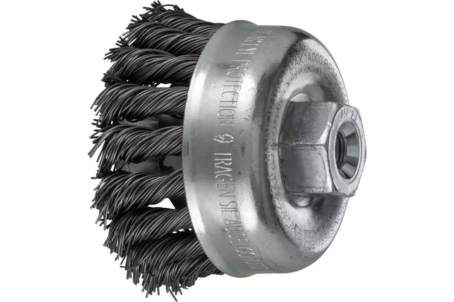 Knot Wire Cup Brush 2-3/4" Dia. .020 Carbon Steel 3/8-24 Thread 2