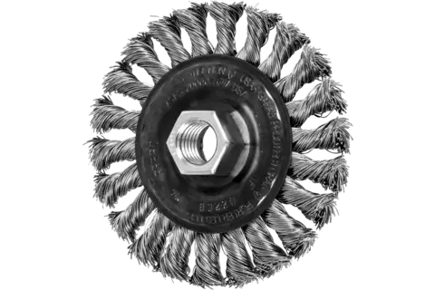 Full Cable Knot Wheel Brush 4" Dia. .020 Stainless Steel 5/8-11" Thread