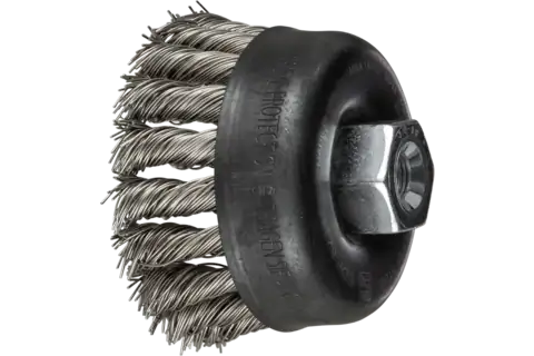 Knot Wire Cup Brush 2-3/4" Dia. .020 Stainless Steel 3/8-24 Thread 2