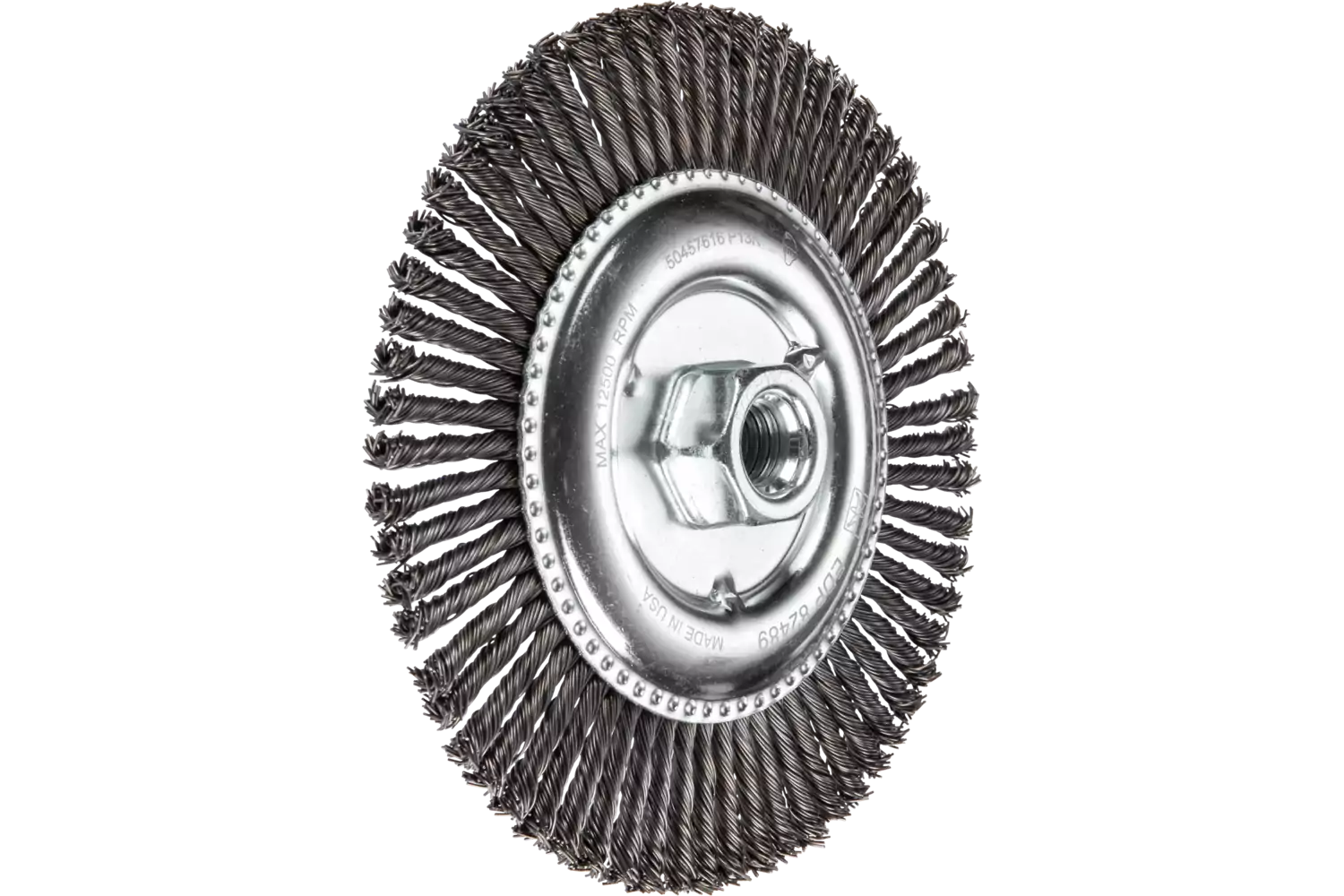 Stringer Bead Wheel Brush 6" Dia .020 Carbon Steel 5/8-11" Thread 1