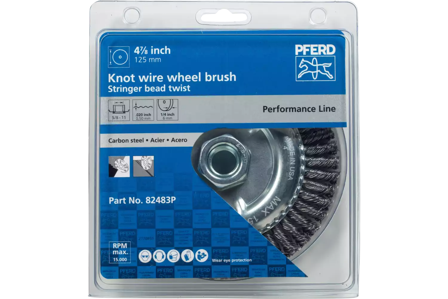 Stringer Bead Wheel Brush 4-7/8" Dia .020 Carbon Steel 5/8-11" Thread Retail 2