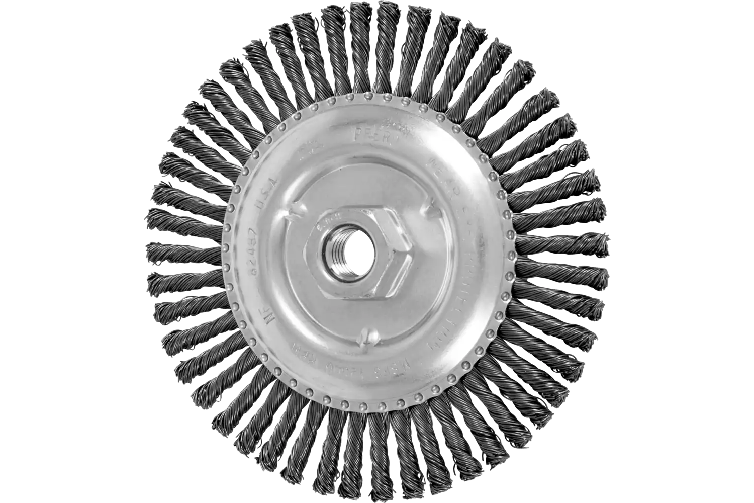 Stringer Bead Wheel Brush 6" Dia .020 Carbon Steel 5/8-11" Thread .023 1