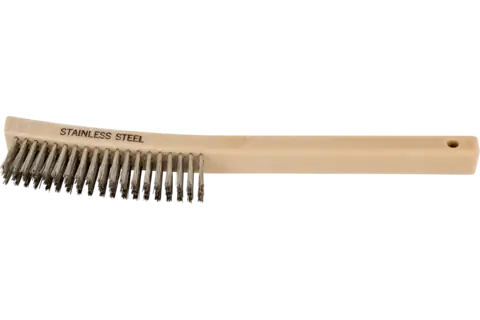 Curved Handle Scratch Brush 4x19 Rows Stainless Steel Wire Plastic Block 1