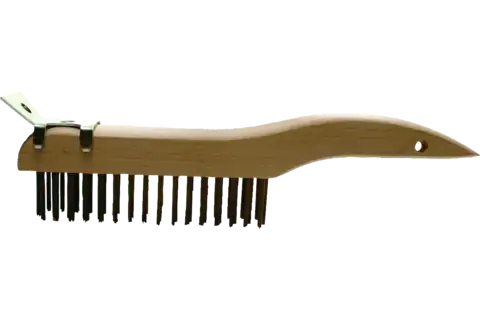 Brosse à main à poignée courbée et grattoir, HBU, 4 rangées, fil d’acier Ø 0,30 mm, utilisation universelle 1