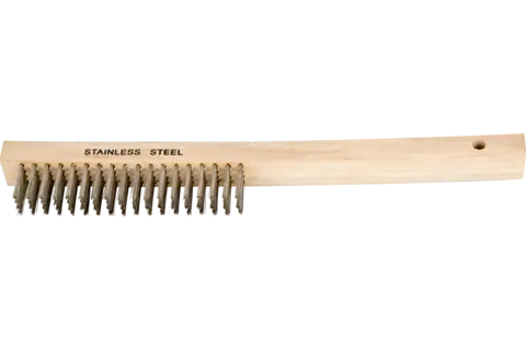 Curved Handle Scratch Brush - Economy 4x19 Rows Stainless Steel Wire 1