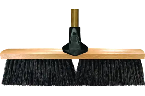 Assembled Broom Head and Flex Handle - Medium Sweep 24" Black Synthetic Fill 1