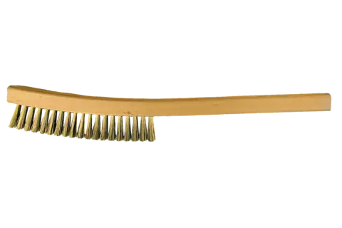 Curved Handle Platers Brush 3 Rows .005 Brass Wire 1