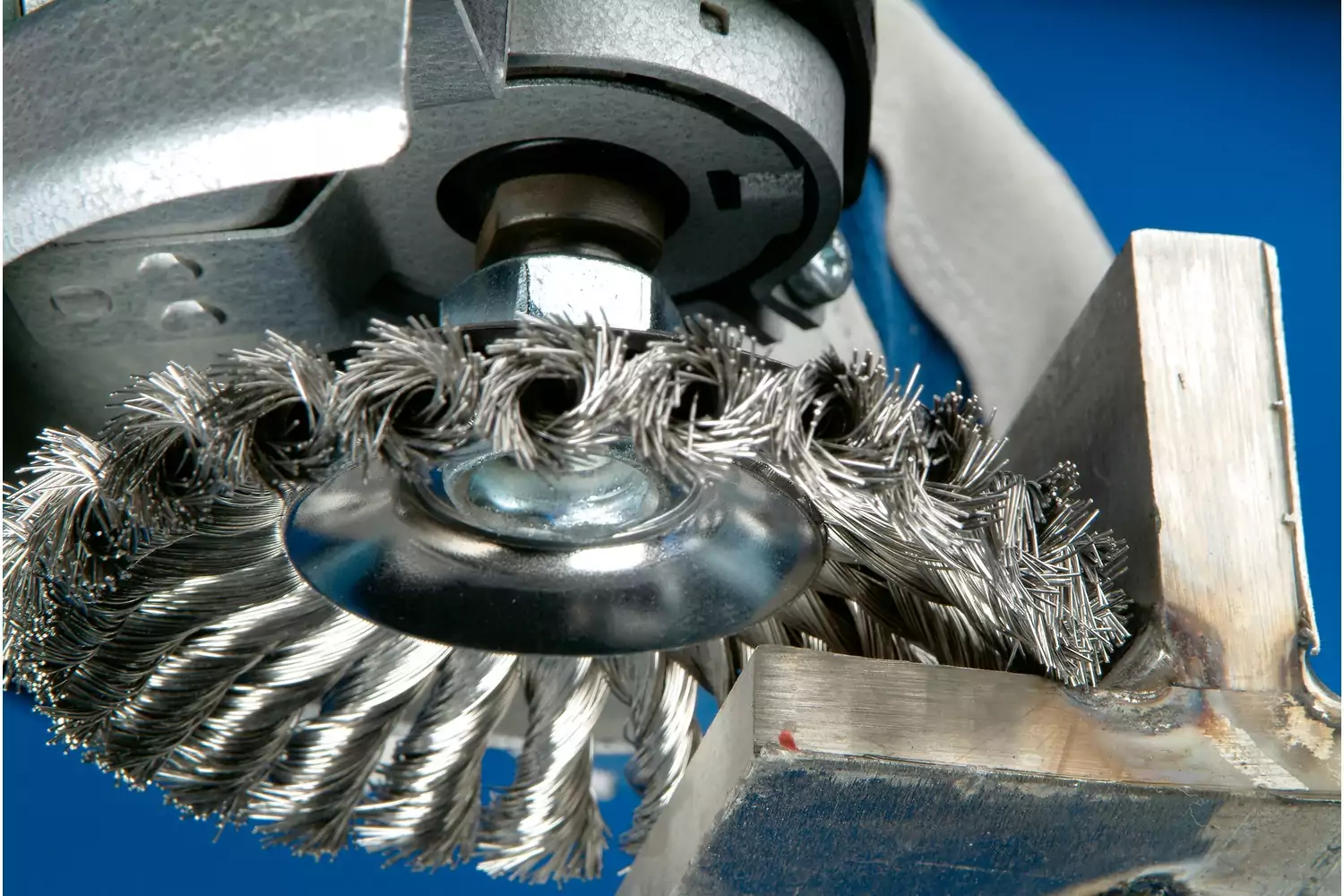 Bevel brush knotted KBG dia. 100x13 mm M14 stainless steel wire dia. 0.35 mm angle grinders (1) 3