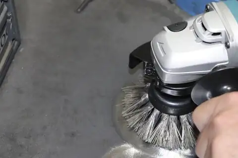 Brosse boisseau torsadée à 75 %, TBG, Ø 100x5/8"-11, fil de diamant acier inoxydable Ø 0,50 mm, grain 270, meuleuse d’angle 2