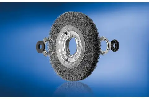 wheel brush wide crimped RBU dia. 200x25xvariable hole steel wire dia. 0.30 bench grinder 2