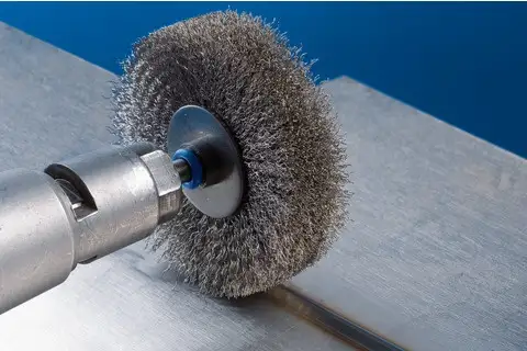 POS wheel brush crimped RBU dia. 100x10 mm shank dia. 6 mm stainless steel wire dia. 0.30 4