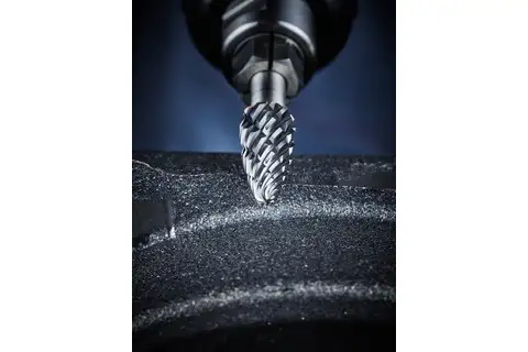 Fresa de metal duro de alto rendimiento CAST forma cilíndrica ZYAS dentado frontal Ø 10x20 mm, mango Ø 6 mm, para hierro fundido 3