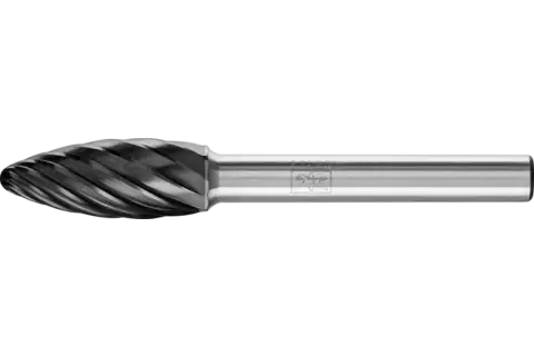 Fresa de metal duro de alto rendimiento INOX forma de llama B Ø 10x25 mm, mango Ø 6 mm, HICOAT para acero inoxidable 1