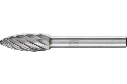 Fresa de metal duro de alto rendimiento INOX forma de llama B Ø 10x25 mm, mango Ø 6 mm, para acero inoxidable 1