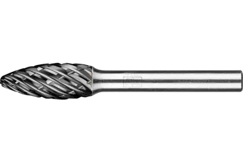 Fresa de metal duro de alto rendimiento STEEL forma de llama B Ø 10x25 mm, mango Ø 6 mm, HICOAT para acero 1