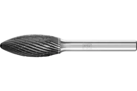 Fresa de metal duro de alto rendimiento forma de llama B Ø 12x30 mm, mango Ø 6 mm, Z3P HICOAT universal 1