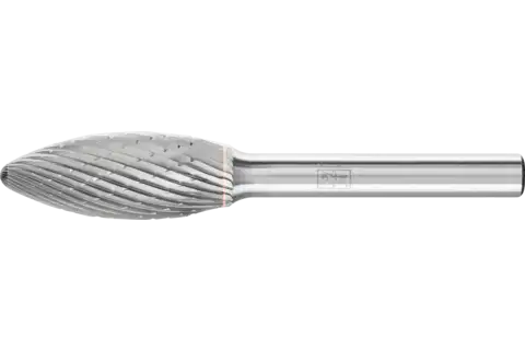Fresa de metal duro forma de llama B Ø 12x30 mm, mango Ø 6 mm, Z3P medio universal, dentado cruzado 1