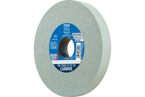Bench grinding wheel dia. 150x20 mm centre hole dia. 32 mm SiC120 for hard materials e.g. tungsten carbide 1