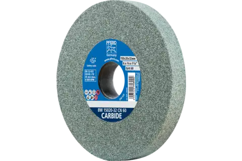 Bench grinding wheel dia. 150x20 mm centre hole dia. 32 mm SiC60 for hard materials e.g. tungsten carbide 1
