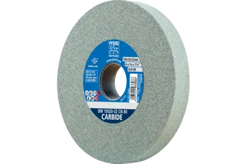 Bench grinding wheel dia. 150x20 mm centre hole dia. 32 mm SiC80 for hard materials e.g. tungsten carbide 1