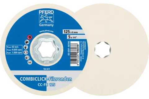 COMBICLICK felt discs CC-FR dia. 125 mm for pre-polishing and high-gloss polishing with an angle grinder (2) 1