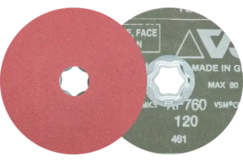 COMBICLICK ceramic oxide grain fibre disc dia. 115 mm CO120 for high stock removal on steel 1
