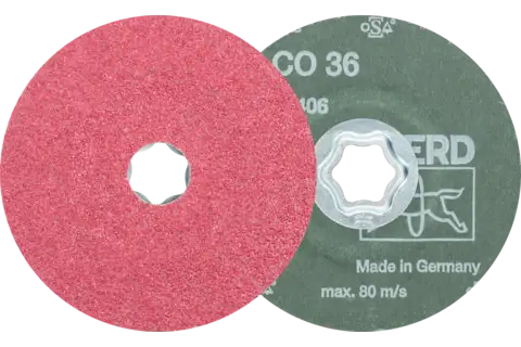 Disco in fibra granulo ceramico COMBICLICK Ø 115 mm CO36 per asportazione elevata su acciaio 1