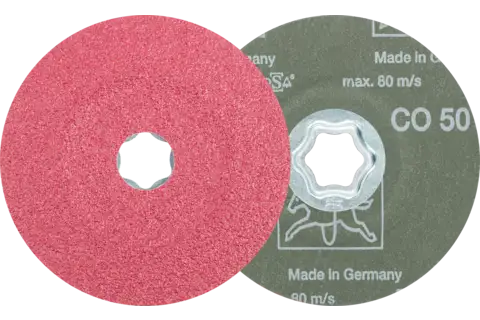 COMBICLICK ceramic oxide grain fibre disc dia. 115 mm CO50 for high stock removal on steel 1