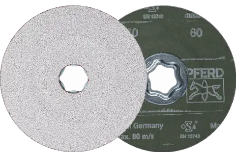 COMBICLICK ceramic oxide grain fibre disc dia. 115 mm CO-ALU60 for soft non-ferrous metals 1