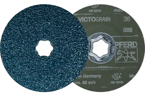 Disco de lija COMBICLICK Ø 115 mm VICTOGRAIN 36, máximo rendimiento en acero 1