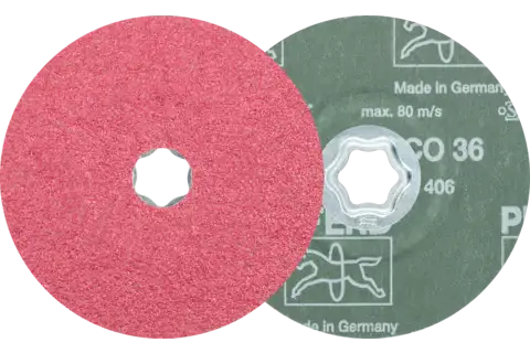 Disco in fibra granulo ceramico COMBICLICK Ø 125 mm CO36 per asportazione elevata su acciaio 1