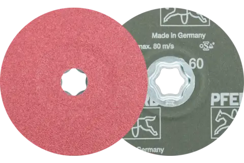 Disco in fibra granulo ceramico COMBICLICK Ø 125 mm CO60 per asportazione elevata su acciaio 1