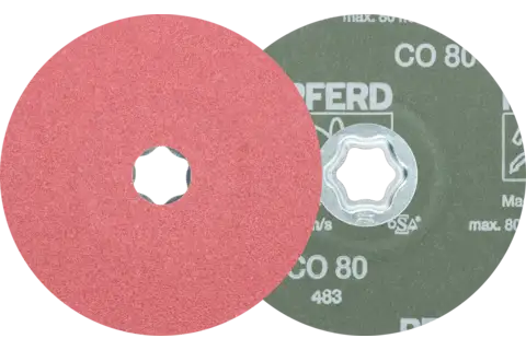 Disco in fibra granulo ceramico COMBICLICK Ø 125 mm CO80 per asportazione elevata su acciaio 1