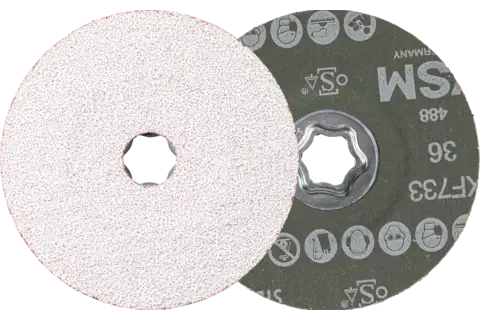 COMBICLICK fiberschijf met keramische korrel Ø 125 mm CO-ALU36 voor zachte non-ferrometalen 1