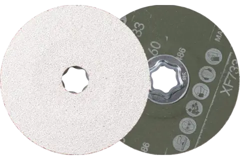 COMBICLICK fiberschijf met keramische korrel Ø 125 mm CO-ALU60 voor zachte non-ferrometalen 1