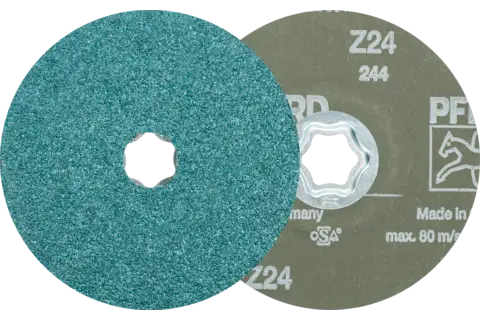 Disque en fibres à grain zircon COMBICLICK Ø 125 mm Z24 pour enlèvement de matière important sur acier 1