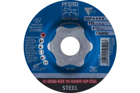 Disque abrasif CC-GRINDFLEX 115x22,23 mm, gamme spéciale COARSE SGP STEEL pour acier 2