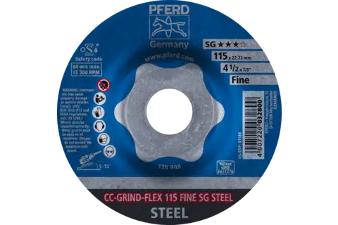 Disco de desbaste CC-GRIND-FLEX 115x22,23 mm FINE línea de rendimiento SG STEEL para acero 2