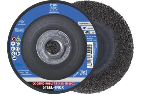 Grinding disc, CC-GRIND®-ROBUST, 4-1/2" x 5/8-11, SG STEELOX, Ceramic 1