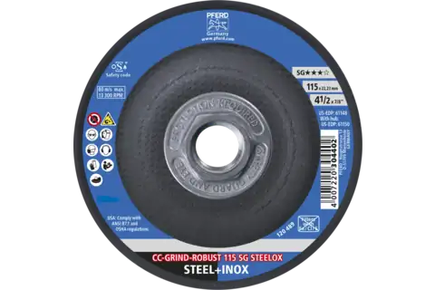 Grinding disc, CC-GRIND®-ROBUST, 4-1/2" x 5/8-11, SG STEELOX, Ceramic 2