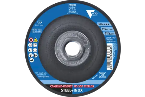 Grinding disc, CC-GRIND®-ROBUST,4-1/2" x 5/8-11, SGP STEELOX VICTOGRAIN®,Ceramic 2