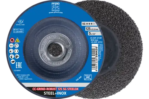 Grinding disc, CC-GRIND®-ROBUST, 5" x 5/8-11, SG STEELOX, Ceramic 1