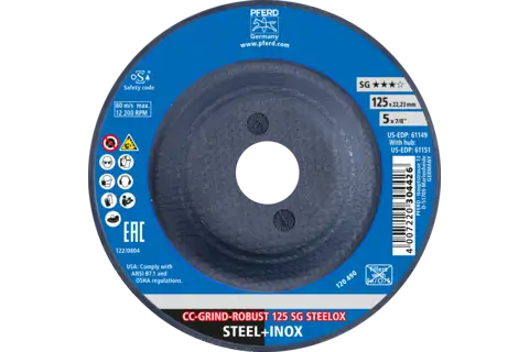 CC-GRIND ROBUST grinding disc 125x22.23 mm Performance Line SG STEELOX for steel/stainless steel 3